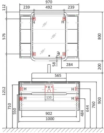 Шкаф-зеркало Jorno Bosko 100 R с подсветкой и часами белый Bos.03.100/W