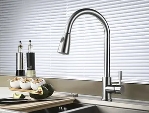 Смеситель для кухни с выдвижным изливом BelBagno Nova нержавеющая сталь BB-LAM31-IN, 2