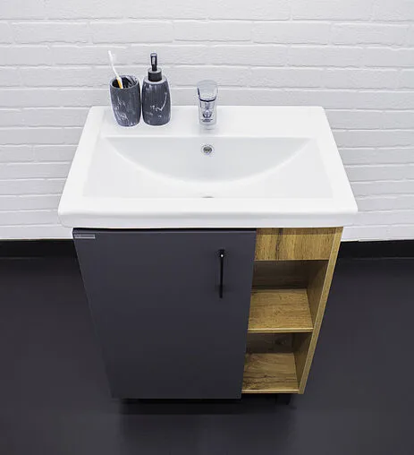 Тумба-умывальник напольный Домино Craft 60 графит/дуб вотан DCr2201T+4640021060773