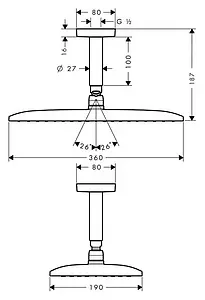 Лейка верхнего душа с потолочным креплением Hansgrohe Raindance E 360 1jet хром 27381000, 2