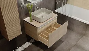 Тумба-умывальник подвесная Jorno Karat 80 бук светлый Kar.01.80/P/BuL+MLN-7050H Тумба-умывальник подвесная Jorno Karat 80 бук светлый Kar.01.80/P/BuL+MLN-7050H, 5