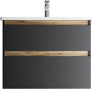 Тумба под умывальник подвесная Am.Pm X-Joy 80 чёрный матовый/светлое дерево M85AFHX0802BM, 1