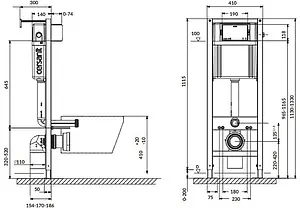 Комплект 6 в 1 Cersanit Carina XL CO DPL EO slim 64074 с кнопкой Actis хром глянцевый, 2