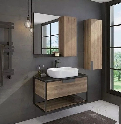 Шкаф-зеркало Comforty Кёльн 90 R дуб тёмный 00004147987CF