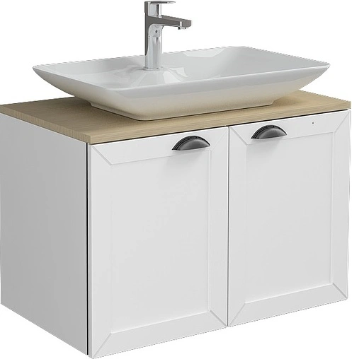 Тумба-умывальник подвесная ISVEA Urban 80 дуб/белый 27TAS065080I+10SY50065SV