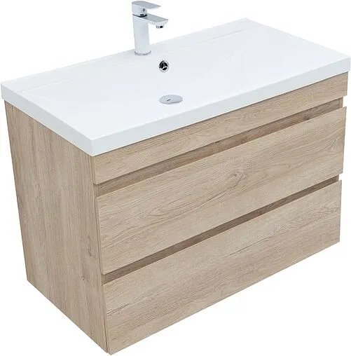Тумба под умывальник подвесная Aquanet Нота New 90 дуб светлый 00334199
