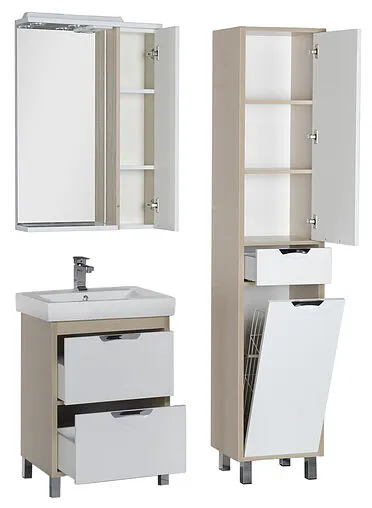 Шкаф-зеркало Aquanet Гретта 60 R белый/светлый дуб 00173985