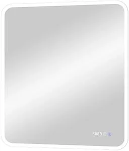 Зеркало с подсветкой Continent Glamour Led 68.5x91.5 с часами, с подогревом белый ЗЛП133, 1