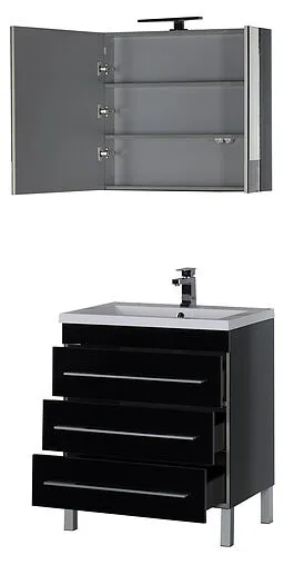 Шкаф-зеркало Aquanet Верона 75 L чёрный 00175385