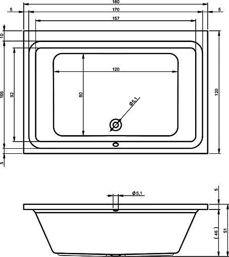 Ванна акриловая Riho CASTELLO 180x120 B064001005
