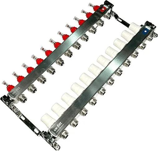Группа коллекторная с расходомерами 11 отводов 1&quot;в/в x ¾&quot;ек Uni-fitt OPTIMAL 450B4311.RU