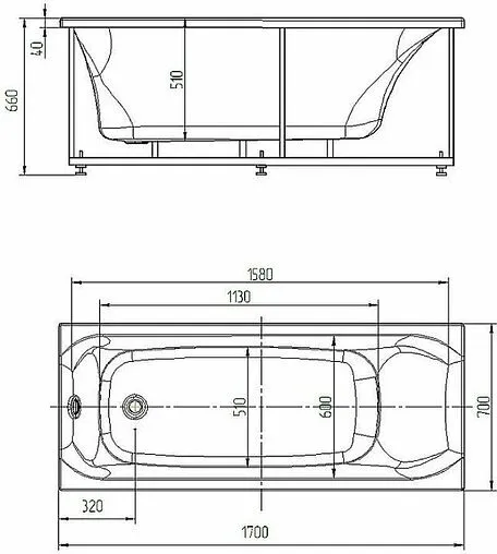 Ванна акриловая Aquatek Альфа 170х70 с каркасом (разборный) ALF170-0000062
