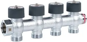 Коллектор регулирующий проходной 4 отвода ¾&quot;в/н x ¾&quot;ек Rehau 11316473001, 1