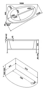 Ванна акриловая Bas Вектра 150x90 L В00007 Ванна акриловая Bas Вектра 150x90 L В00007, 5