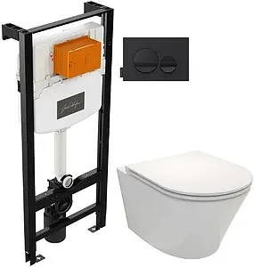 Комплект 5 в 1 Jacob Delafon Rodin+ E21748RU-00 с кнопкой E20859-7-BMT кнопки/черный глянцевый, рамка/черный матовый, 1