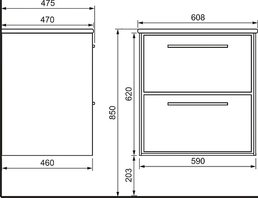 Тумба-умывальник подвесная Raval Frame 60 белый/дуб трюфель Fra.01.60/P/DS+QDR60SLWB01