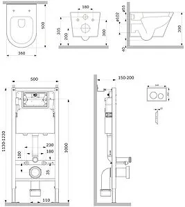 Комплект 6 в 1 Am.Pm Sense FlashClean IS90151.741701 с кнопкой хром глянцевый Комплект 6 в 1 Am.Pm Sense FlashClean IS90151.741701 с кнопкой хром глянцевый, 2