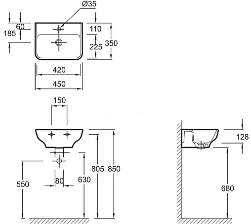 Раковина Jacob Delafon Struktura 45 белый EGH112-00