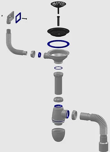 Сифон бутылочный для мойки с переливом Unicorn В425P Сифон бутылочный для мойки с переливом Unicorn В425P