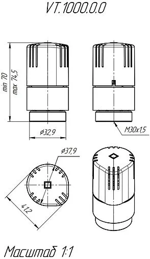Головка термостатическая М30x1.5 Valtec белый VT.1000.0.0