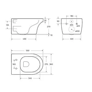 Комплект 5 в 1 BelBagno Duet Tornado CZR-2462-TH-TOR/CZR-870-SC/BB026/BB051CR с кнопкой хром глянцевый, 3