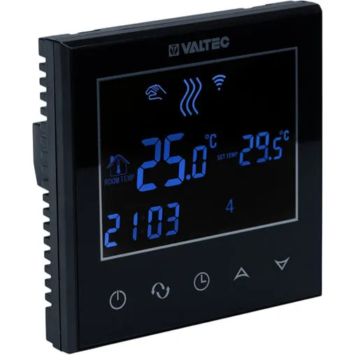 Проводной комнатный терморегулятор Wi-Fi 230В Valtec черный VT.AC712.B.0