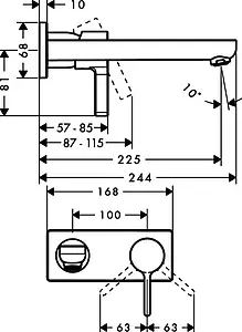 Смеситель для раковины из стены Hansgrohe Metris S хром 31163000, 2