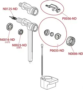 Заливной клапан для бачка ½" латунь боковой AlcaPlast A16-½" Заливной клапан для бачка ½" латунь боковой AlcaPlast A16-½", 3