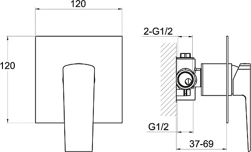 Смеситель для душа скрытого монтажа BelBagno Arlie хром ARL-BDM-CRM