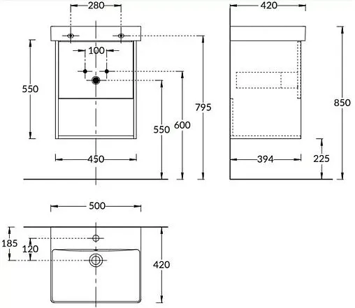 Тумба-умывальник подвесная Kerama Marazzi Pro 50 белый/вяз PRO.50.1\OLM+PROR.wb.50