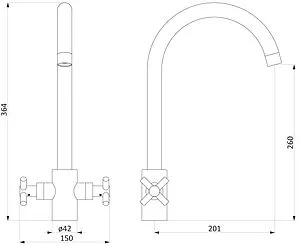 Смеситель для кухни Damixa Neo Classic чёрный матовый 240000000 Смеситель для кухни Damixa Neo Classic чёрный матовый 240000000, 2
