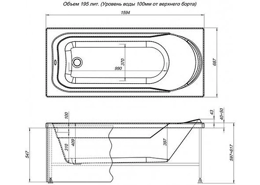 Панель для ванны фронтальная Aquanet West/Nord/Roma 160 белый 00233623