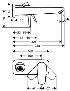 Смеситель для раковины из стены Hansgrohe Talis E полированное золото 71734990, 2