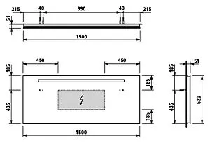 Зеркало с подсветкой Laufen Case 150 4.4728.5.996.144.1, 3
