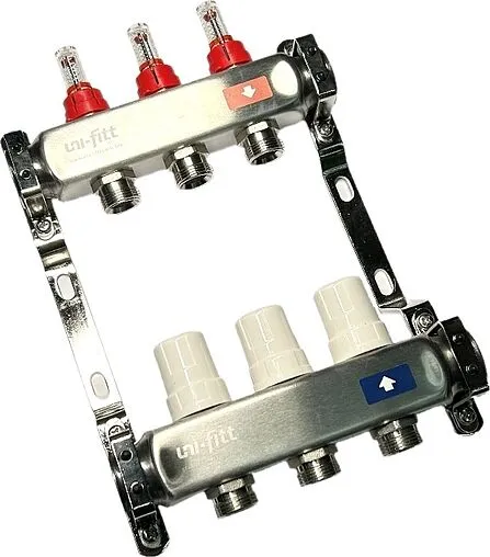 Группа коллекторная с расходомерами 2 отвода 1&quot;в/в x ¾&quot;ек Uni-fitt OPTIMAL 450B4302.RU