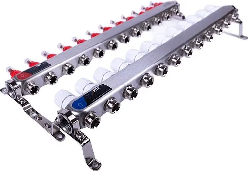 Группа коллекторная с расходомерами 12 отводов 1&quot;в/в x ¾&quot;ек FDV S1101A-1/12