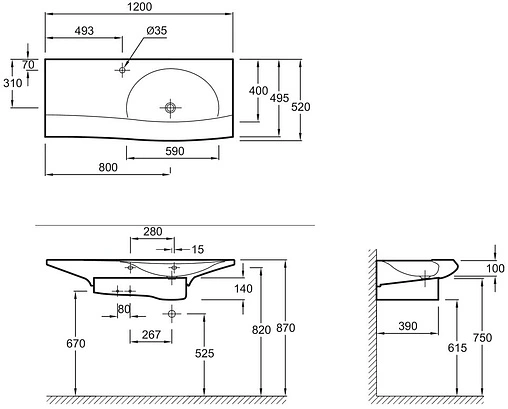 Раковина Jacob Delafon Stillness 120 белый E1292-00