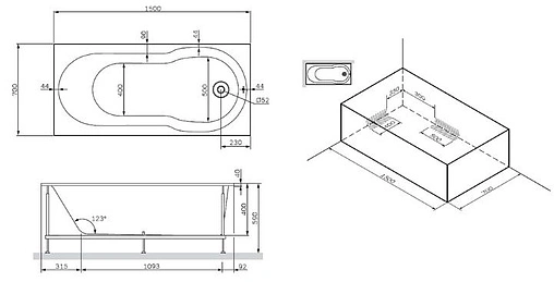 Ванна акриловая Am.Pm X-Joy 150x70 W88A-150-070W-A