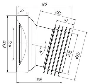 Патрубок для унитаза Ани Пласт 14° W1228 Патрубок для унитаза Ани Пласт 14° W1228, 2