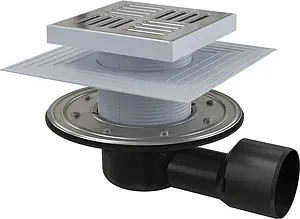 Трап горизонтальный Set AlcaPlast 150x150мм APV3444 Трап горизонтальный Set AlcaPlast 150x150мм APV3444, 1