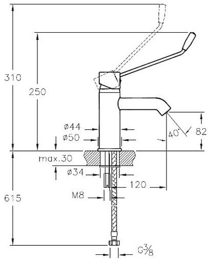 Смеситель для раковины хирургический VitrA Aquamed хром A42312WSA