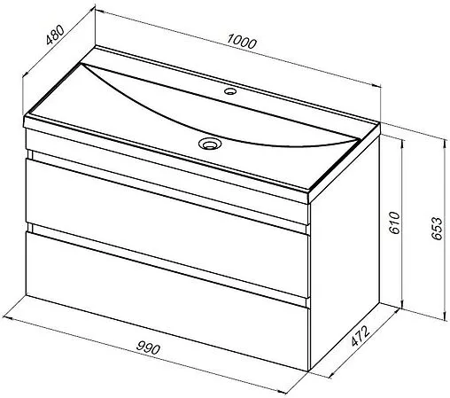 Тумба под умывальник подвесная Aquanet Нота New 100 дуб холден 00334206