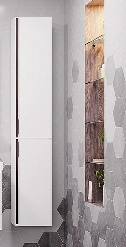 Шкаф-пенал подвесной Aquaton Рене 30 белый/грецкий орех 1A222003NRC80