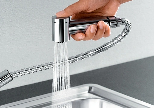 Смеситель для кухни с выдвижным изливом Blanco Tivo-S Silgranit чёрный/хром 526279