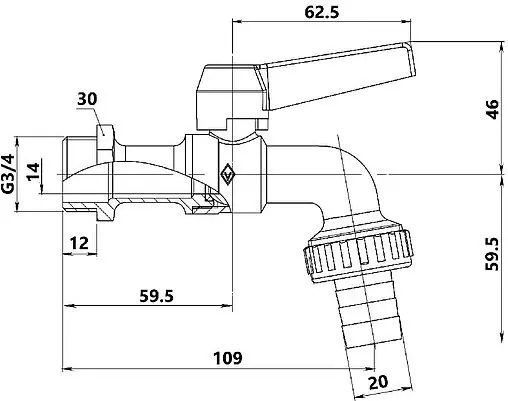 Кран шаровый со штуцером ¾"н Bugatti Alaska 06890082