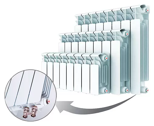 Радиатор биметаллический 8 секций нижнее правое подключение Rifar Base Ventil 350 RBVR35008