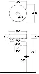 Раковина Kludi Resa R 40 белый 58CW1043 Раковина Kludi Resa R 40 белый 58CW1043, 2