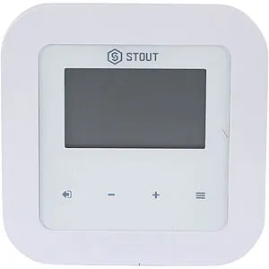 Проводной комнатный терморегулятор для контроллеров I-2, I-3 и I-3 Plus с коммуникацией RS Stout RI-1 белый STE-0101-001007, 1
