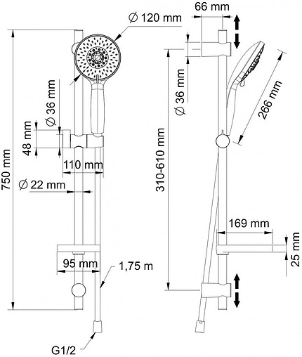 Душевая стойка Swedbe Calypso хром 5012