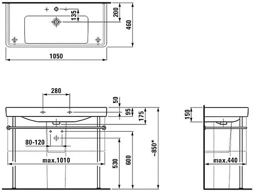 Раковина Laufen Pro S 105 белый 8.1396.6.000.104.1